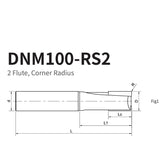 G-DNM100-RS2 2 Flute, Corner Radius - Big-tools Industrial Supply Tools for Metal Cutting
